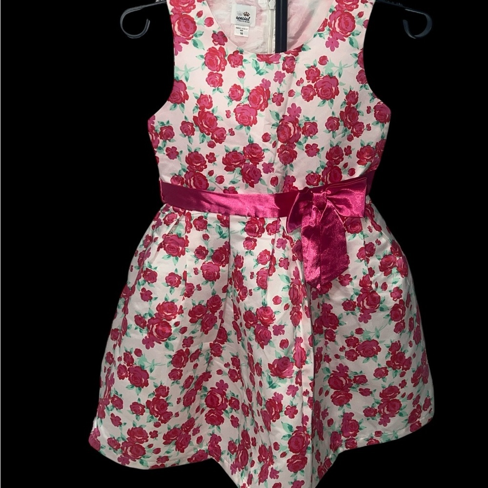 Floral Pink Kids Casual Dress sleeves sz 10